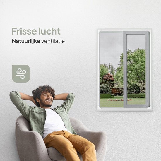 O'DADDY® Magnetische Raamhor - 150x150 cm - Aanpasbaar Vliegengaas - Met Witte Rand en Zwart Gaas - Horrengaas - Veelzijdig en Gemakkelijk te Monteren