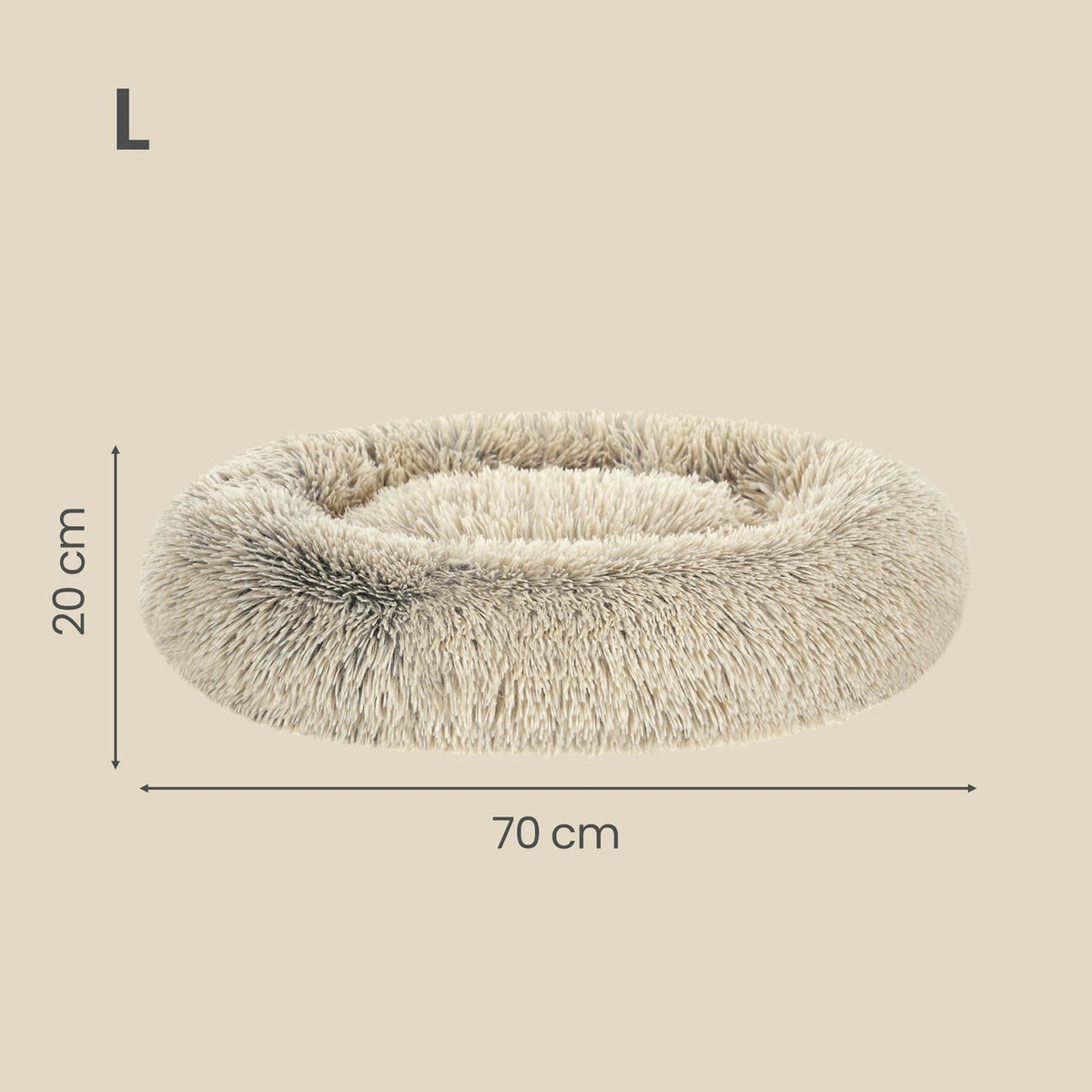 JOYFURNOS Donut Hondenmand met Uitneembaar Wasbaar Kussen - Zachte Pluche Bank - 70 cm - Kaki
