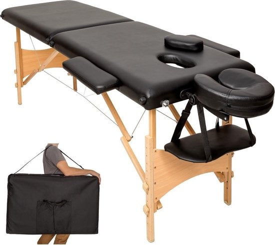 Mobiele massagetafel- bekleding 5cm - 2 Zones + draagtas zwart