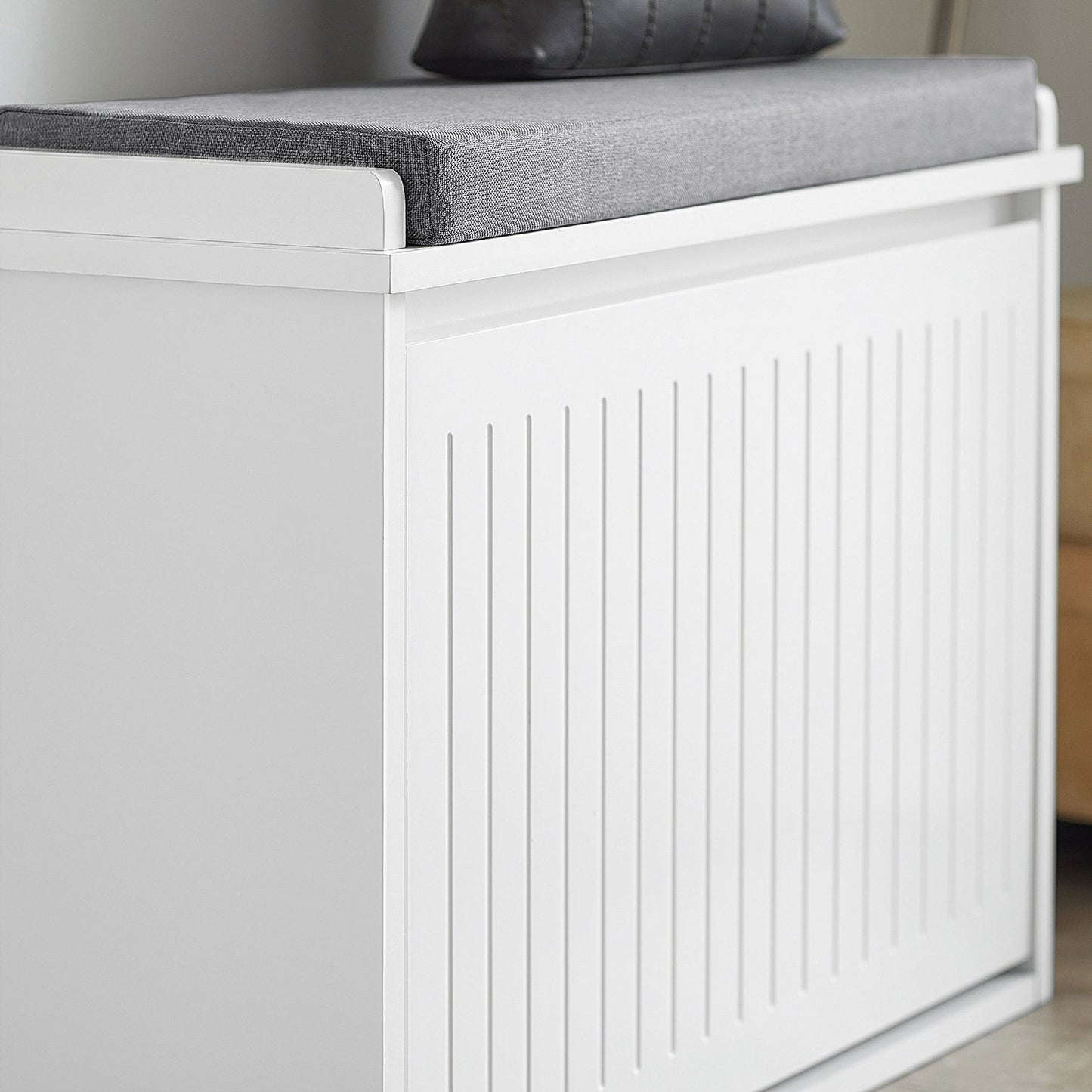 SoBuy Schoenenbank met 1 lade - Max. 150 kg - 60 x 26 x 46 cm - Wit/ Grijs