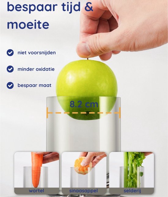 Safecourt Keuken Sapcentrifuge - Juicer voor Groenten & Fruit - Grote Vulopening - 3 snelheden - 800 Watt