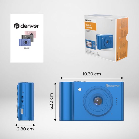 Denver Digitale Camera Full HD - 48MP - Vlog Camera - Foto & Video - Fototoestel - DCA4811BU