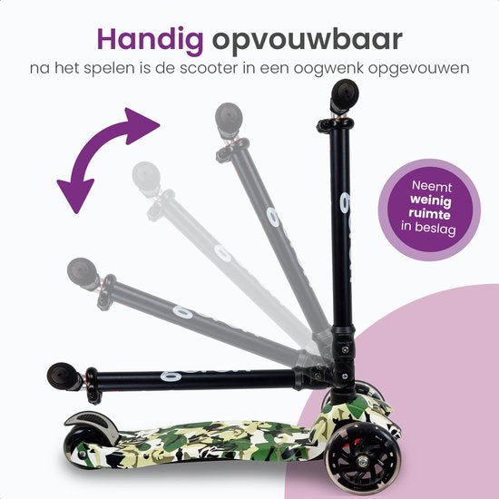 Gofun Kinderstep - Lichtgevende Wielen - Opvouwbaar - Step 3-8 jaar - Verstelbaar - Antislip - 85 x 58 x 23 cm - Zwart