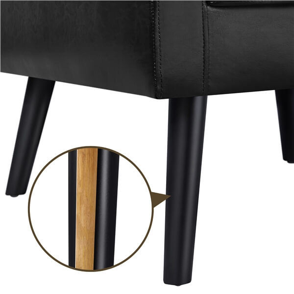 Yaheetech Fauteuil van Kunstleer met Houten Poten - Loungestoel - 72 x 73 x 83 cm - Zwart