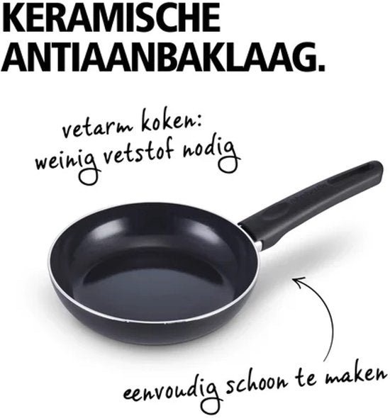 Brabantia Cooking Pleasure set - 7- delig - Inductie - Keramische anti aanbaklaag - 100% PFAS vrij - Zwart