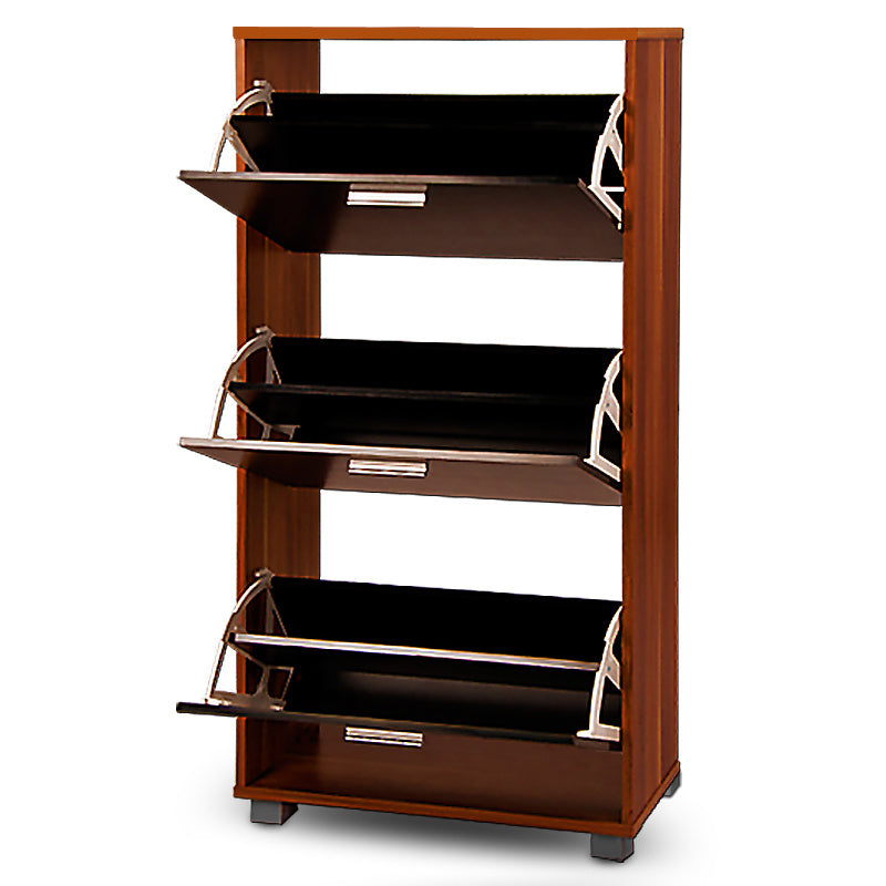 Schoenenkast - 3 Kleppen - 115x60x24cm - 18 Paar Schoenen -Bruin/Zwart