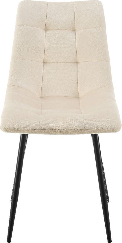 Stalen Eetkamerstoelen Blanca - Set van 2 - Beige - Fluweel