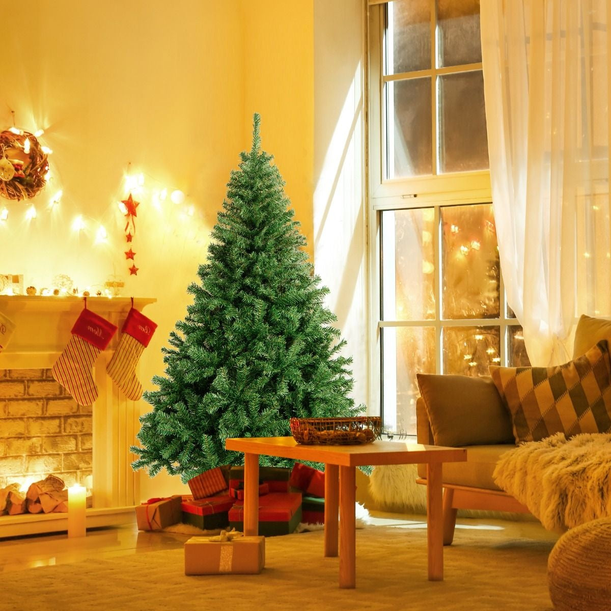 Coast Kunstkerstboom Groen – 116 x 183 cm – 1000 Takpunten met Scharnierconstructie en Metalen Standaard