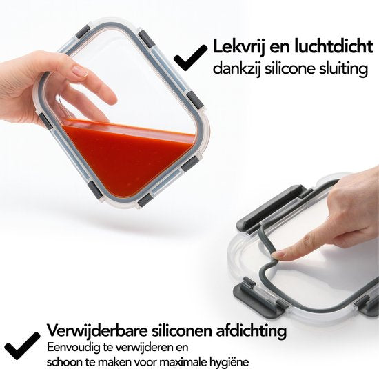 Aviro Vershoudbakjes Glas - 10 Stuks - Meal Prep Bakjes - Vriezer, Magnetron & Oven Bestendig - BPA Vrij - Luchtdicht - 1L