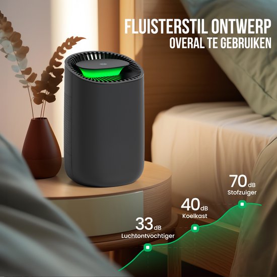 Strex Luchtontvochtiger - Compact en Stil - Mini Luchtontvochter - 600ml/dag - Zwart