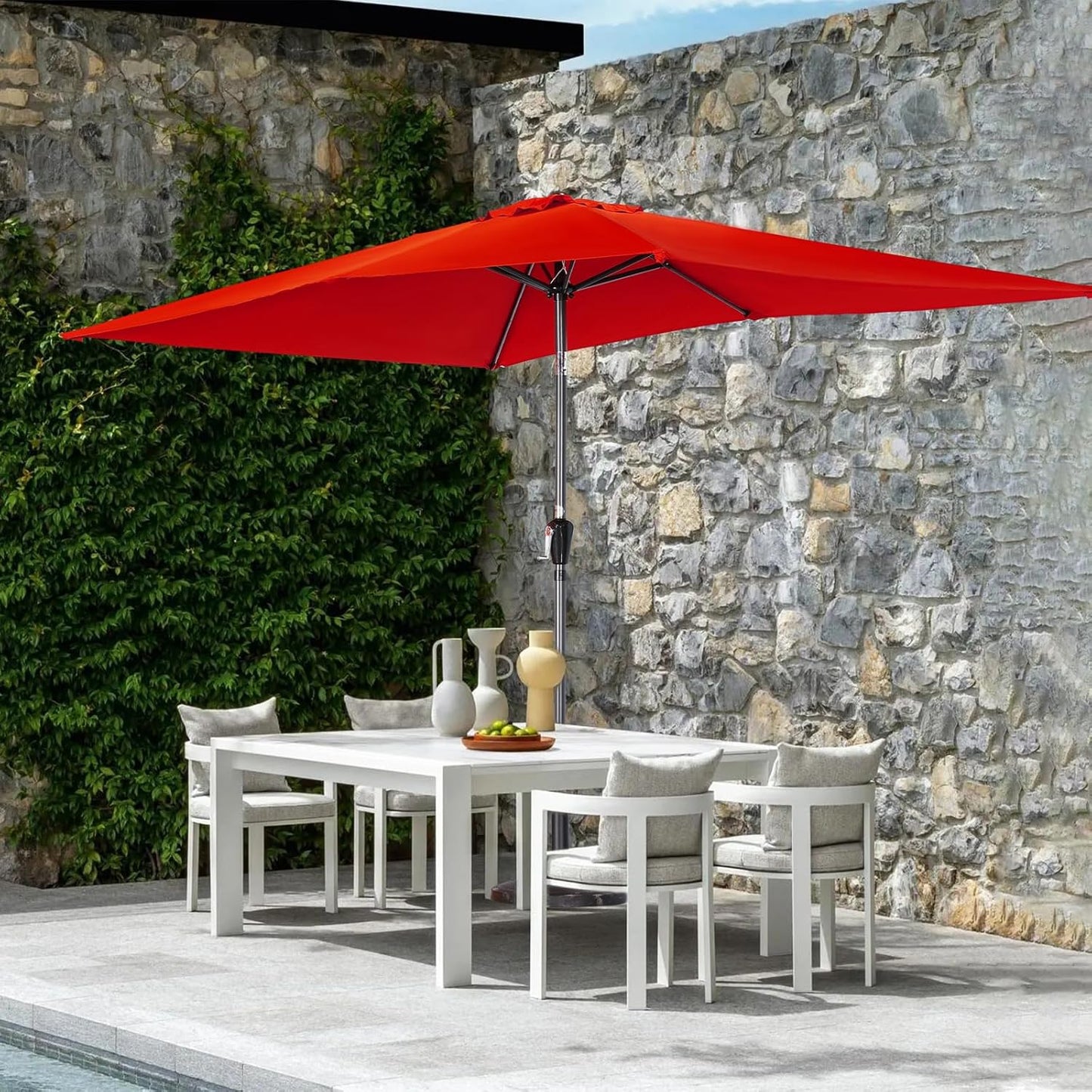 Angel Living Tuinparasol - 2 x 3 m - Aluminium - Kantelbaar - Rood