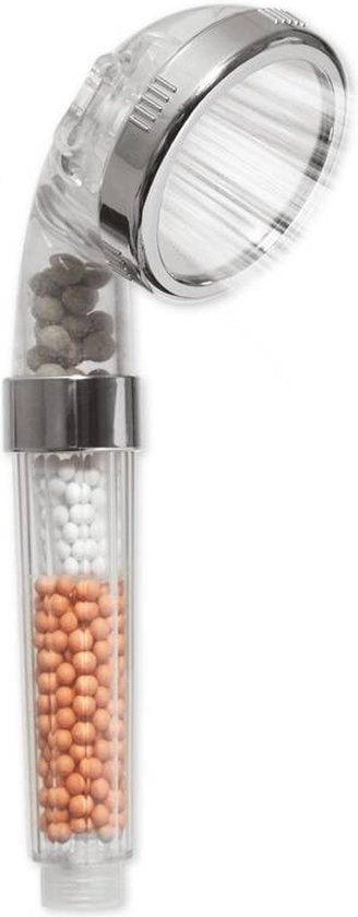 Aquadon Shower Hero - Waterbesparende Douchekop met natuurlijke Minerale parels - drie Waterstraalsterktes - voor alle gangbare Doucheslangen - 3 Straalsoort - Verhoogt de Waterdruk - bespaart Water