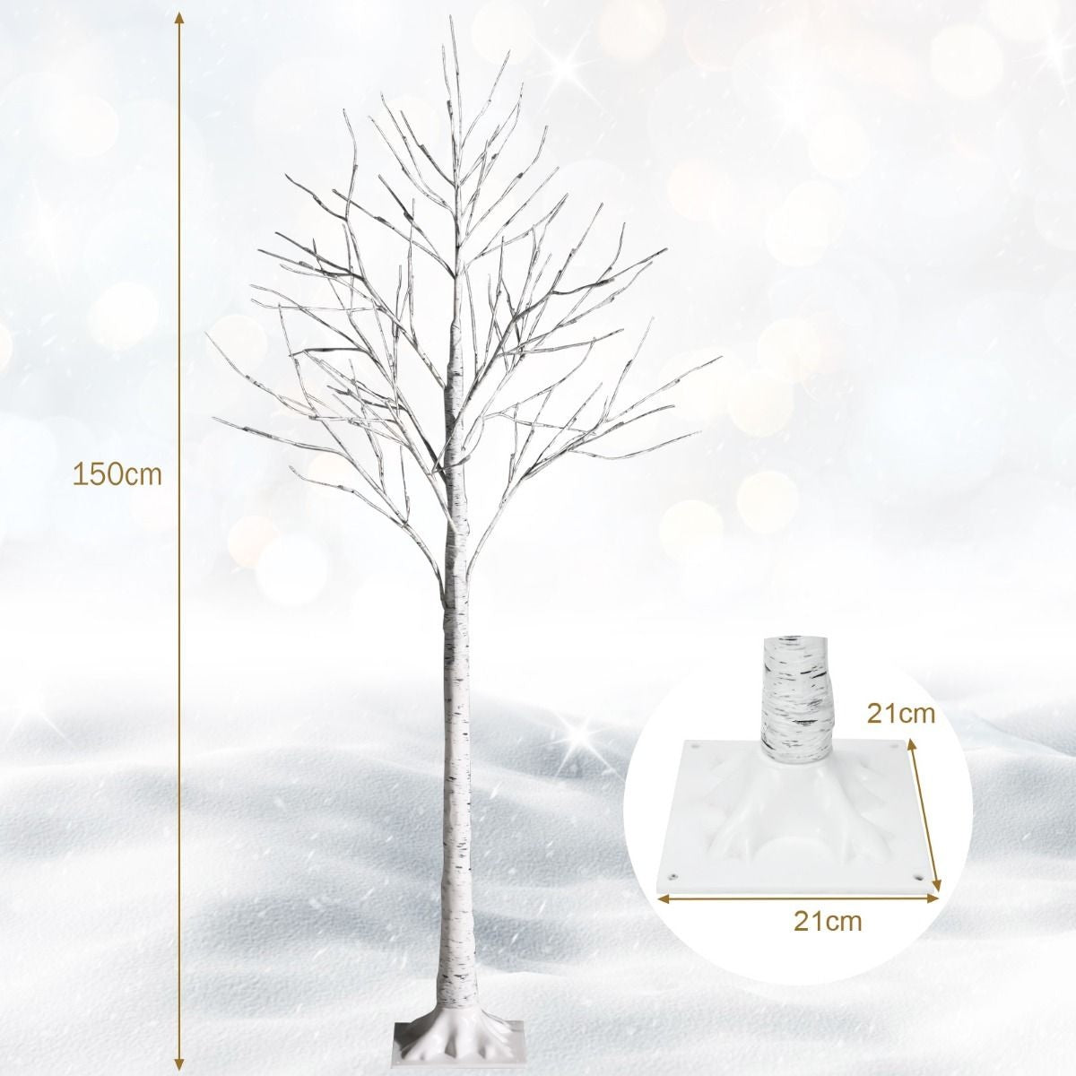 Coast Verlichte Berkenboom Kerstdecoratie - 150 cm