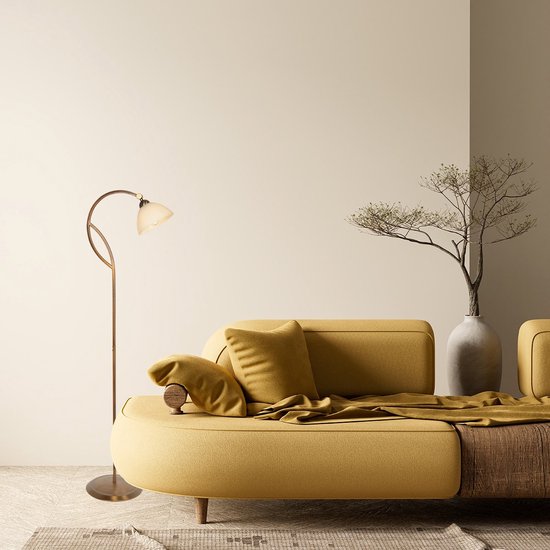 Anthea 4330BR klassieke vloerlamp brons met marmerlook glas hoogte 140 cm Steinhauer