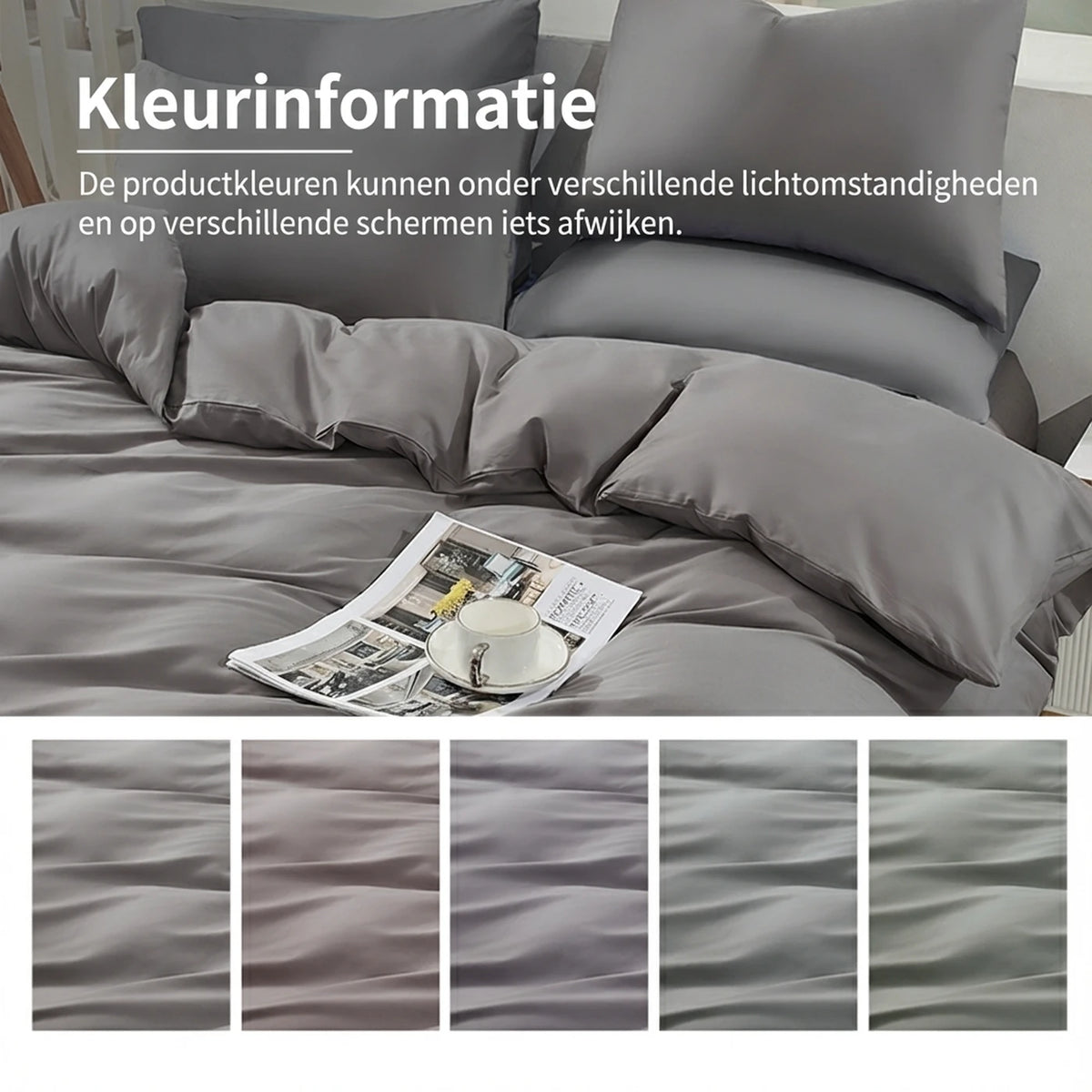 Ochama x H.XUN Dekbedovertrekset - 100% Katoen - 140 x 200 cm - Grijs - 3-delig