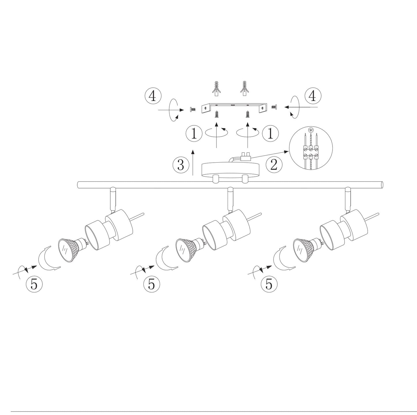 Spot Natasja 7903ZW zwart 3-lichts dimbaar GU10 plafondlamp met metalen en kunststof constructie, modern design, 68 cm breed – Steinhauer