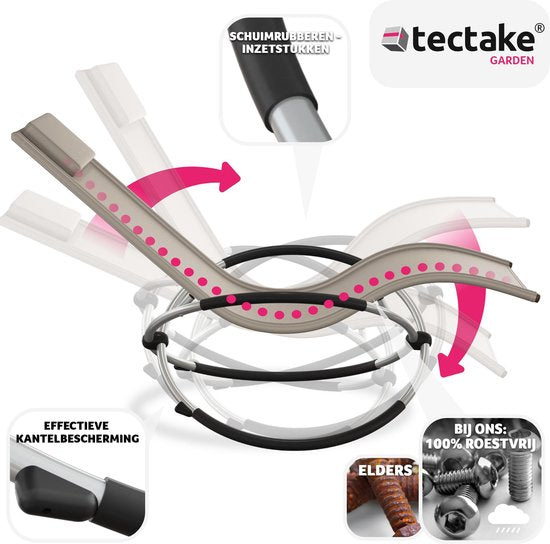 tectake® - ligstoel ligbed zonnebed - ergonomisch, opvouwbaar - Draagkracht 150 kg - beige -
