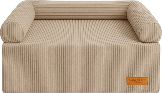 By Cee Cee Origineel Hondendeken Bank – Hondenkleed Bank - Hondenmand - Premium - Volledig Afritsbaar - Ribstof - Mokka Taupe - 120x90 - Maat L