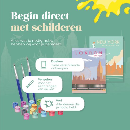 Rubye® Mini Schilderen op Nummer - New York - Inclusief Verf en Penselen - Volwassenen & kinderen - 15x20cm