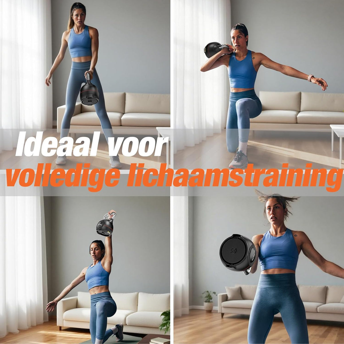 DH FitLife Verstelbare Kettlebell 7-in-1 - 1,5 tot 10 kg - 7 Gewichtsstanden - 20 x 20 x 30 cm - Zwart
