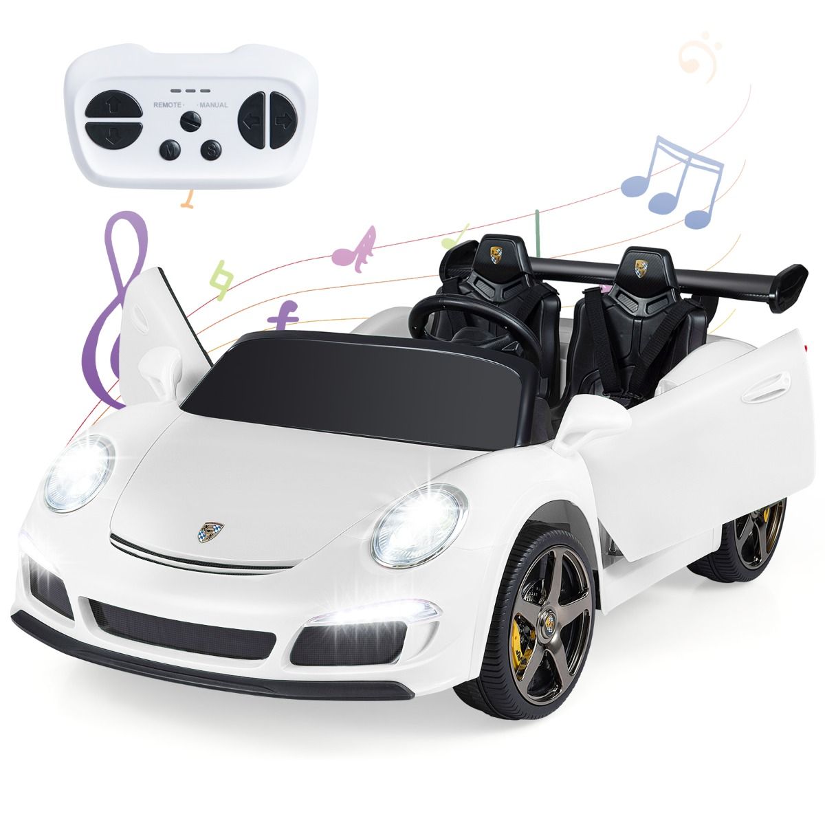 Coast Elektrische Kinderauto - afstandsbediening - ledverlichting - wit