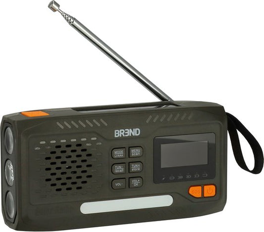 BREND BR-2244 Noodradio met DAB en FM - Bluetooth Speaker - SOS-Alarm - Powerbank - LED-Zaklamp - USB-C - Oplaadbaar met Zonnepaneel en Zwengel