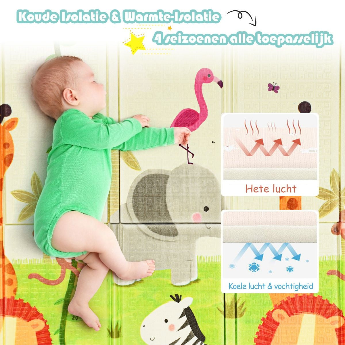 Coast Baby Kruipmat Speelmat Opvouwbare Babymat Dubbelzijdige Speelmat Groen