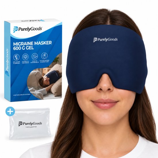 PurelyGoods® Migraine Masker 600 g - Coldpack met Diepvrieszak - Blauw