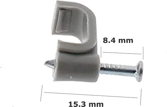 Kabelclip - Kabelklem plat - 8mm - 100 stuks - Grijs