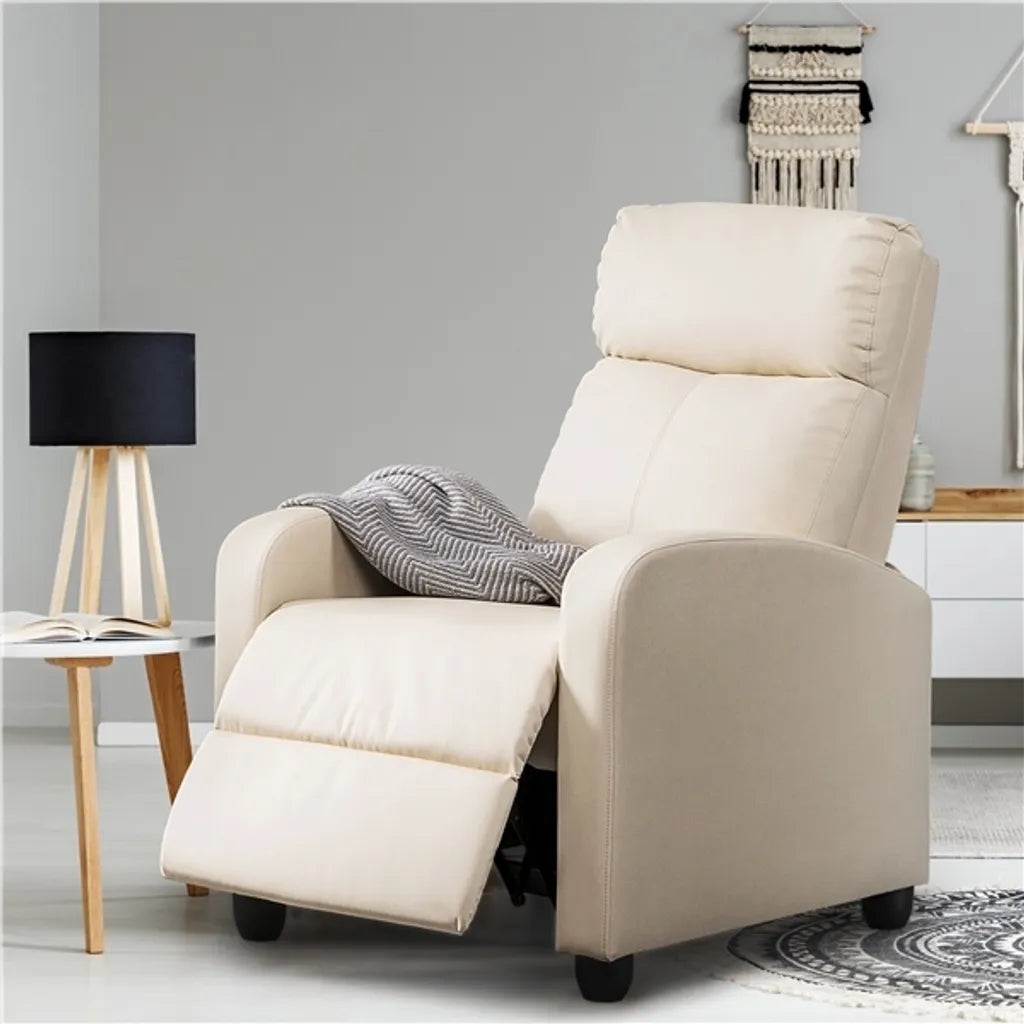 Yaheetech Relaxfauteuil - Verstelbare Rugleuning - TV Stoel - 67 x 85 x 99,5 cm - Beige