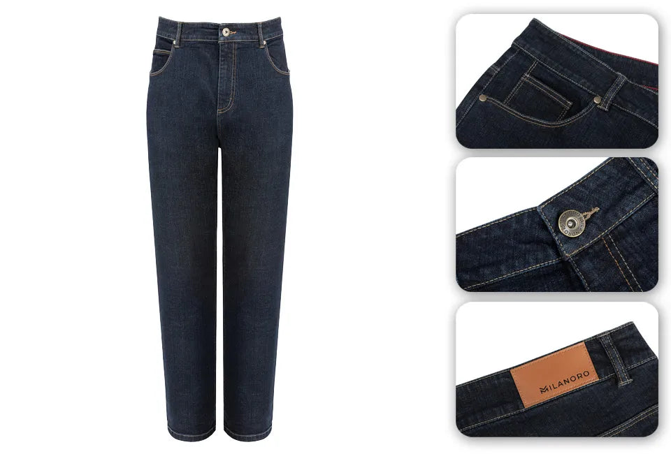 Milanoro - Jeansbroek Denim - W31 / L30 - Zwartblauw - Straight Fit met Rechte Pijpen - Tijdloos 5-Pocket Model - Optimaal Draagcomfort