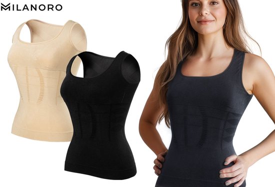 Milanoro - Figuurcorrigerend ondershirt voor dames - Zwart - L