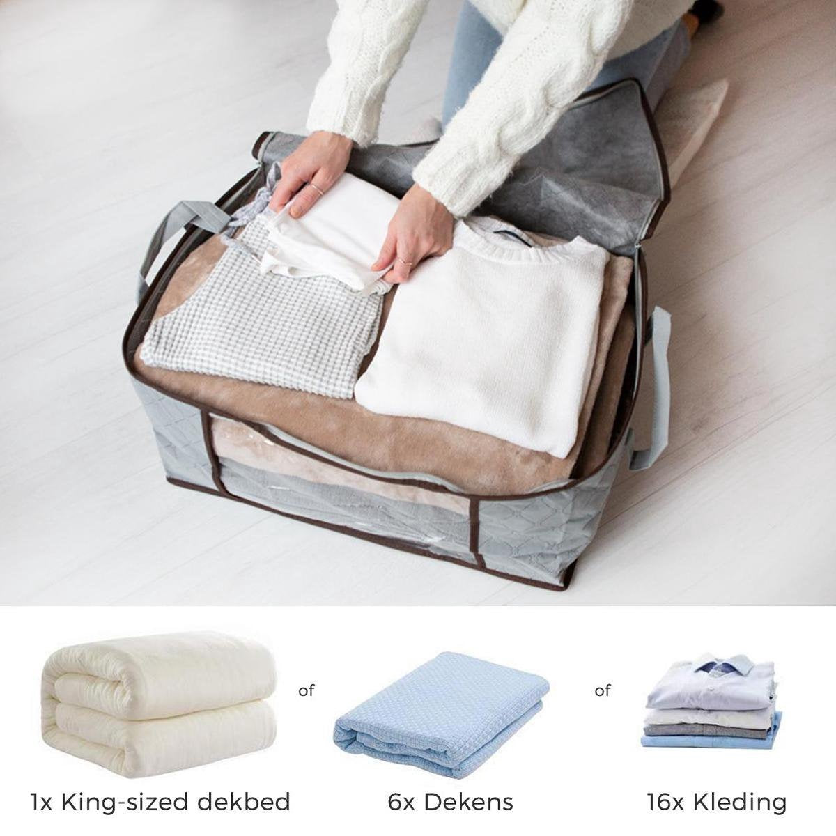 LifeGoods Opbergtas en Organizer - 4x 50L - 54x25x39 cm - Textiel - Grijs