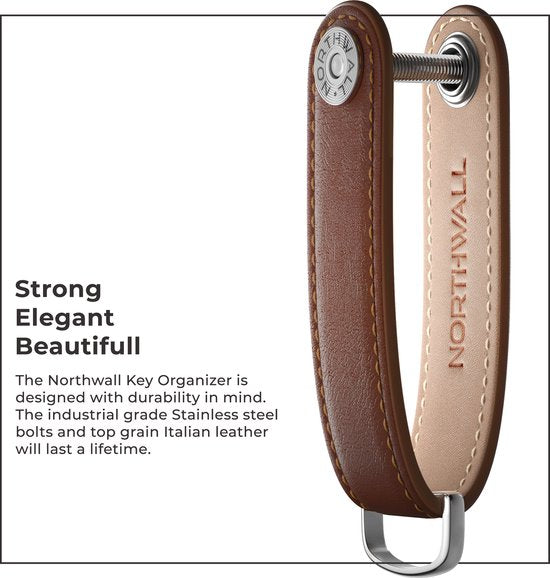 Northwall Sleutelhanger / Sleutel Organizer - 100% Echt Leer - Key Organizer Sleutelhanger - 2 tot 7 Sleutels (bruin)