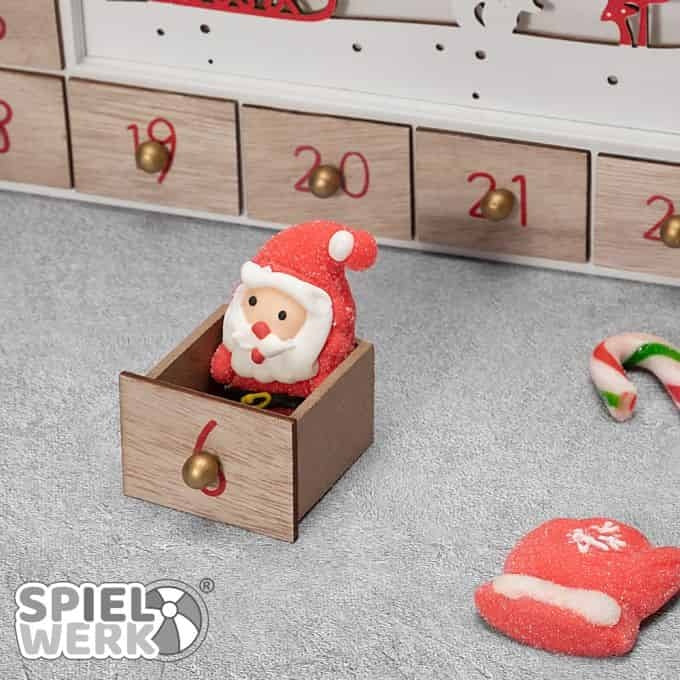 Spielwerk – Adventskalender - LED - Kerstman - MDF