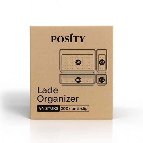 Posity Lade Organizer - 44 Stuks - Organizer Bakjes - Lade Bakjes - Opbergbakjes - Make-up Organizer - Voor Keuken, Badkamer & Bureau - Kunststof - Transparant