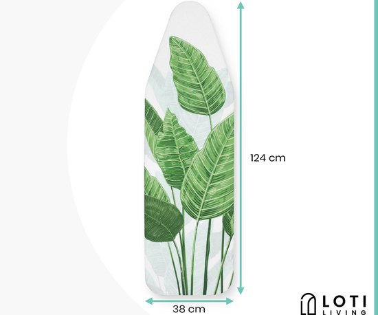 Loti Living Strijkplankhoes 124 x 38 cm - Strelitzia - Strijkplankovertrek - Complete set - Universeel