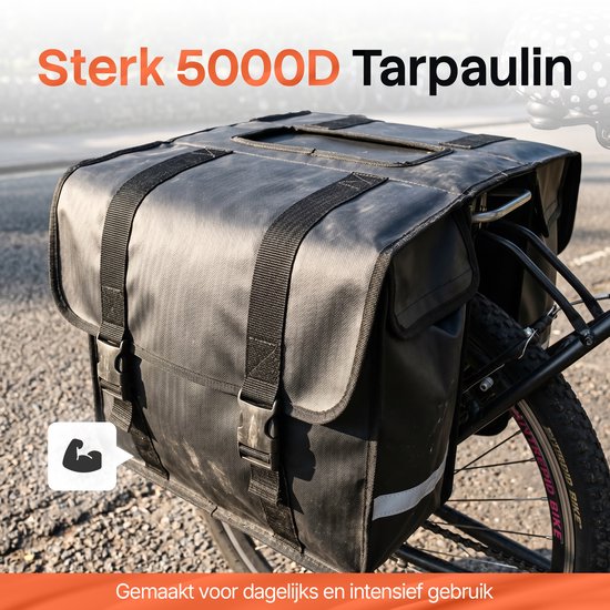 Brixy Dubbele Fietstas - Waterdichte Fietstassen - 45L - Met Reflectoren - Elektrische Fiets - Zwart