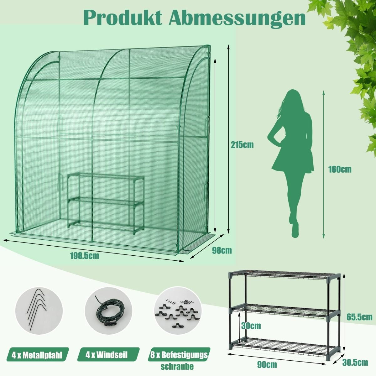 Coast Kweekkas - 198,5 x 98 x 215 cm - Groen