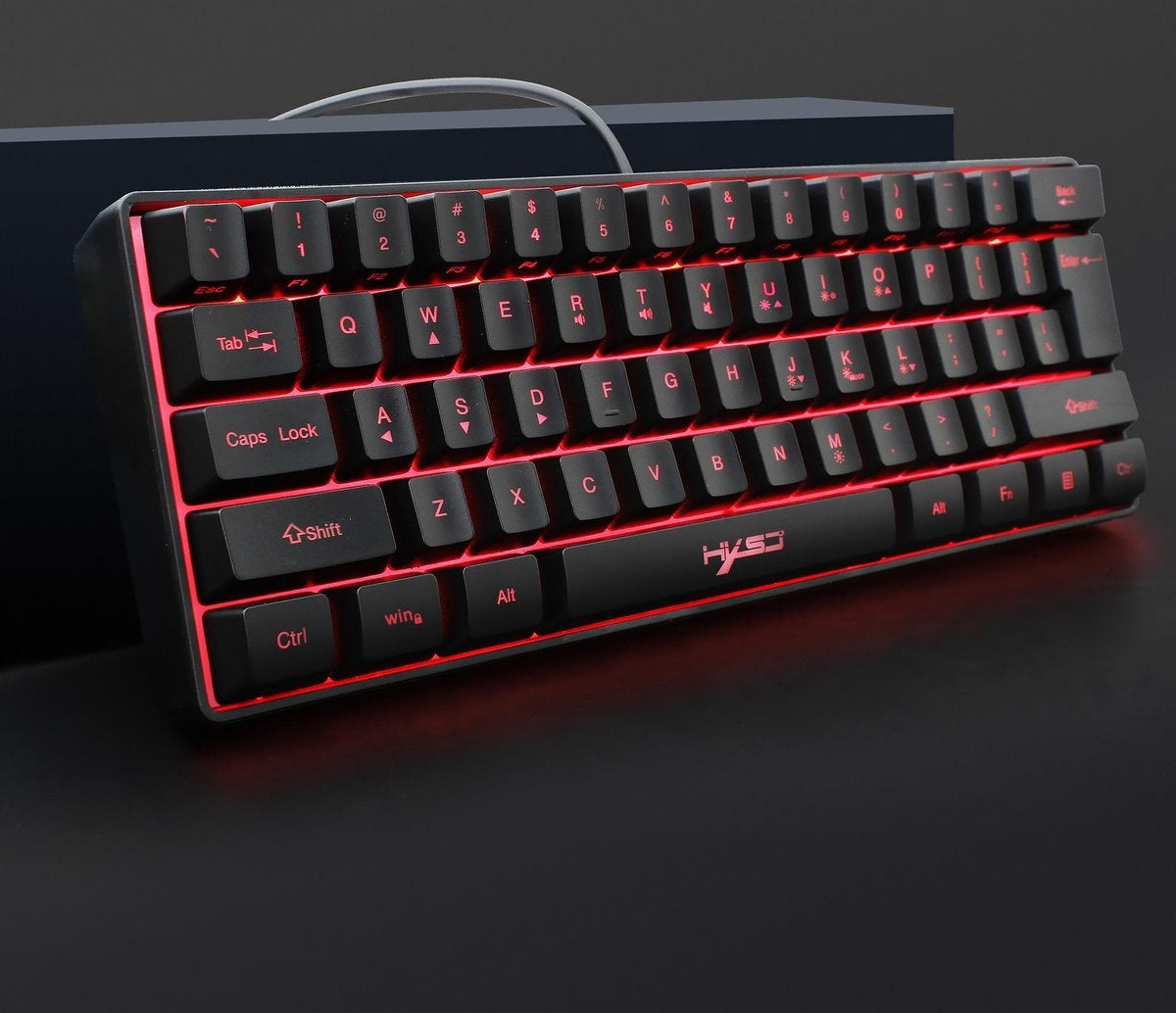 HXSJ V700 RGB Membraan bedrade gaming toetsenbord - 61keys - Qwerty - Zwart