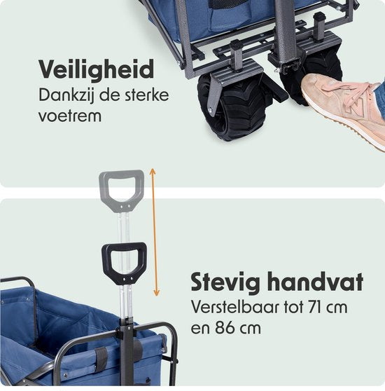 LifeGoods Bolderkar - Opvouwbaar - 80KG Draagkracht - 94L - Wasbaar Polyester - Blauw