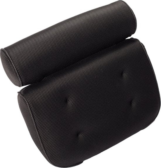 Earkings Badkussen met 6 Zuignappen en Ophanghaak - Bad Kussen voor in Bad - Bad Accessoires Nekkussen Bad - Hoofdsteun Bad Zwart