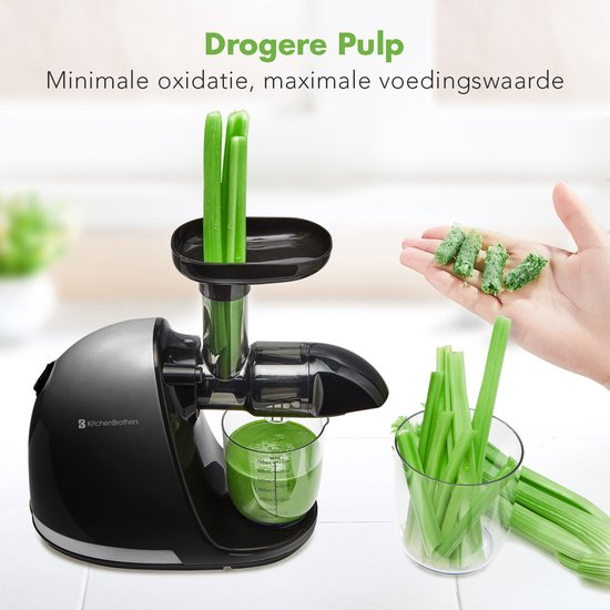 KitchenBrothers Slowjuicer - Juicer - Groenten en Fruitpers - 700ml - Met Pulpreservoir - Juice Maker - Zwart