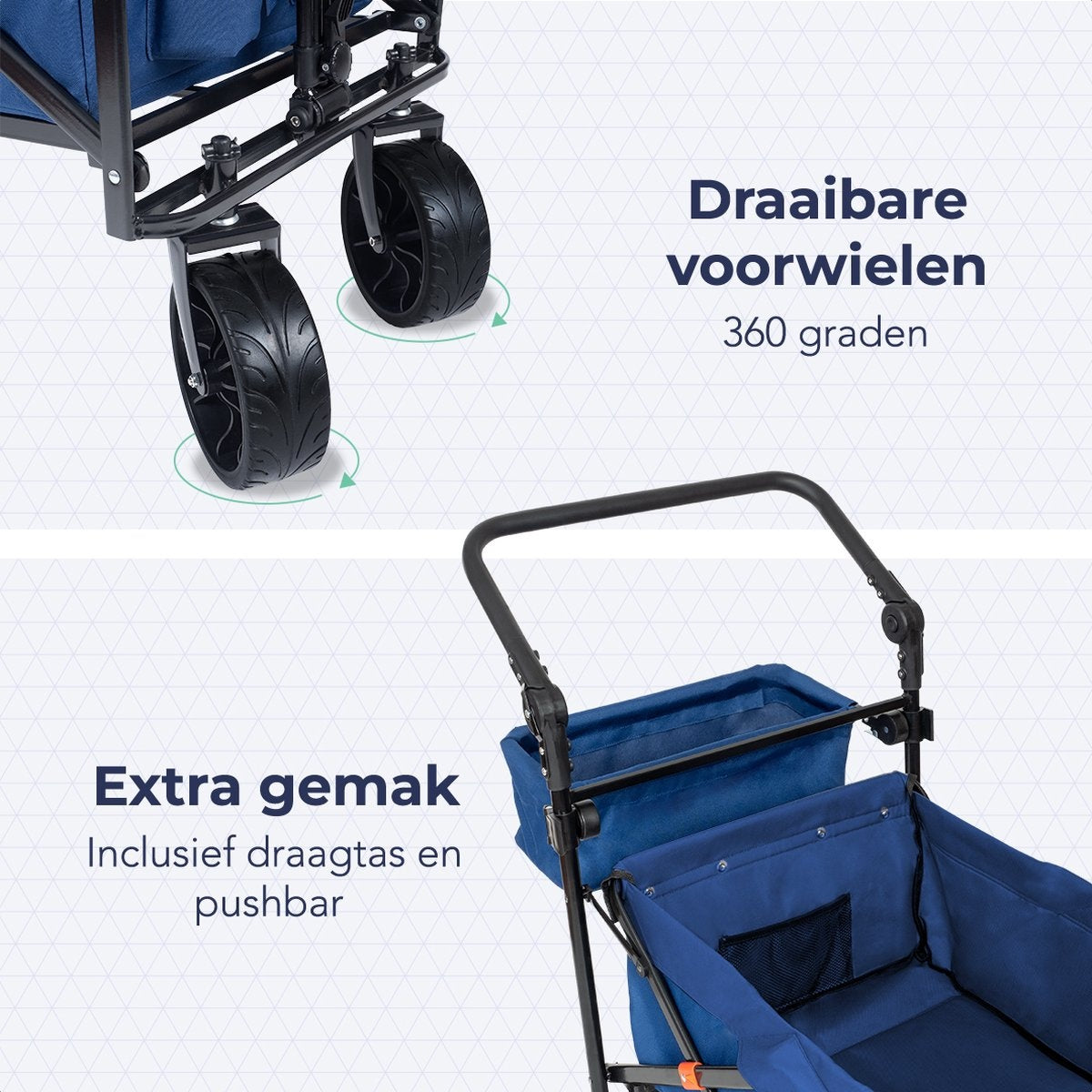 LifeGoods Bolderkar - Opvouwbaar - Tot 120KG - 90L - Wasbaar Polyester - 120x80cm - Blauw