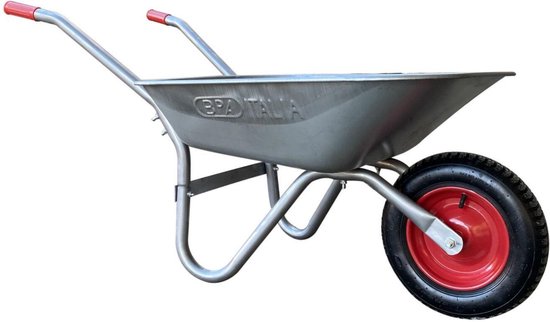 Toolland Kruiwagen, 85 liter, bouwpakket, ideaal voor het transport van uiteenlopende materialen, robuust en roestbestendig, eenvoudige montage, gegalvaniseerd staal, pneumatisch wiel, 12 kg