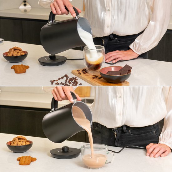 AoraKitchen Melkopschuimer – 5-in-1 Functies – 500 ml – Zwart