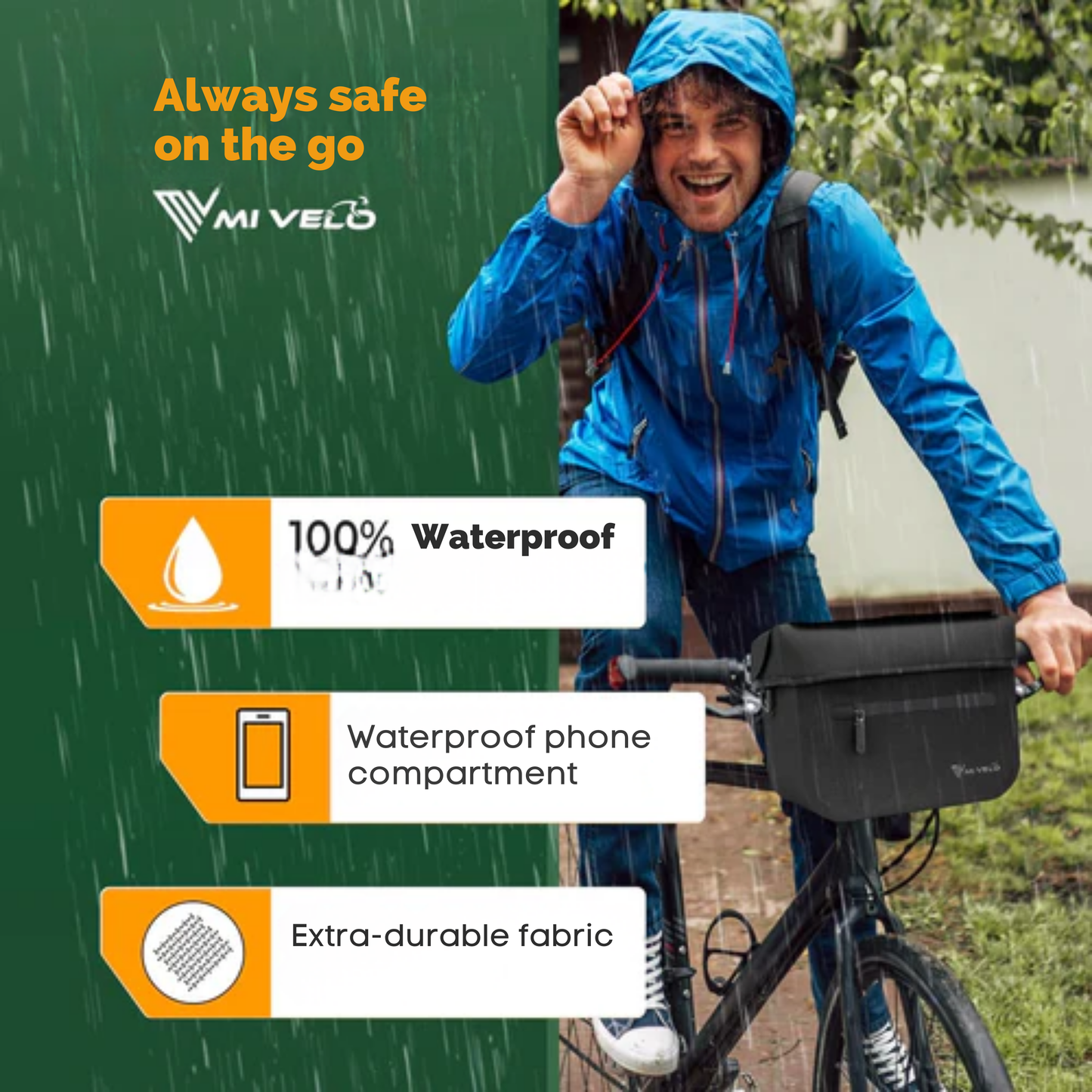 MIVELO Stuurfietstas OSKAR – 6L – Geïsoleerd – Waterafstotend – Telefoonvak – KLICKfix – Zwart