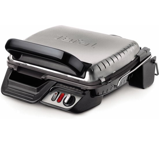 Tefal Ultra Compact 600 Comfort GC3060 Contactgrill - Barbecuestand - Regelbare temperatuur - Uitneembare Anti-aanbakplaten - Vet opvangbak - Verticaal opbergen - 2000W - RVS