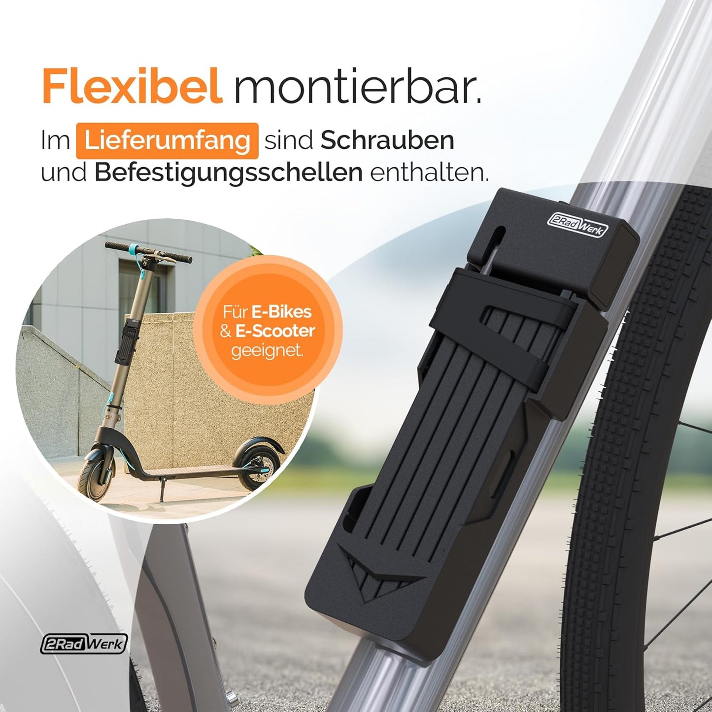 2Radwerk Fietsslot Secure Fold ART-Gecertificeerd Vouwslot - Hoge Veiligheid E-bike & Fiets - 100 cm - Zwart