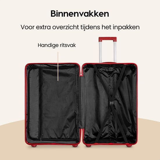 SC Urban Adventurer - Medium Reiskoffer - Cijferslot - 44x27x66cm - 78L - Reiskoffer met Kofferslot - Spinner wielen - Rood V2